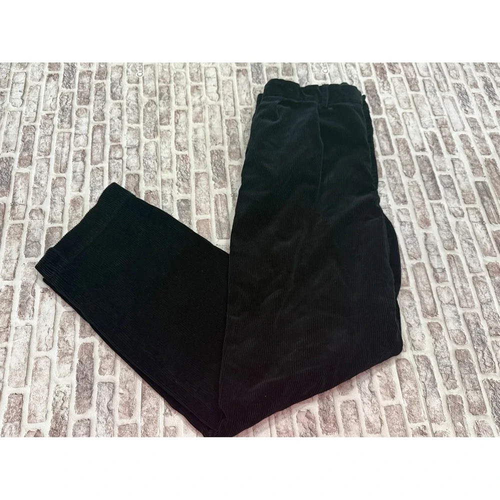 Polo Ralph Lauren Andrew Mens 38x32 Black Corduroy Pleated Baggy Wide Trousers
